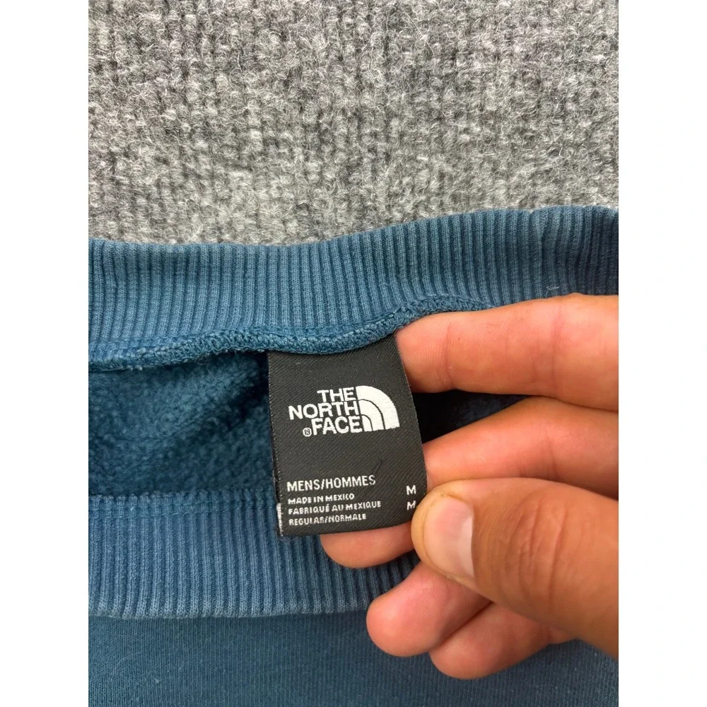 The North Face Sweatshirt Mens Medium Teal Blue Orange Logo Graphic Pullover